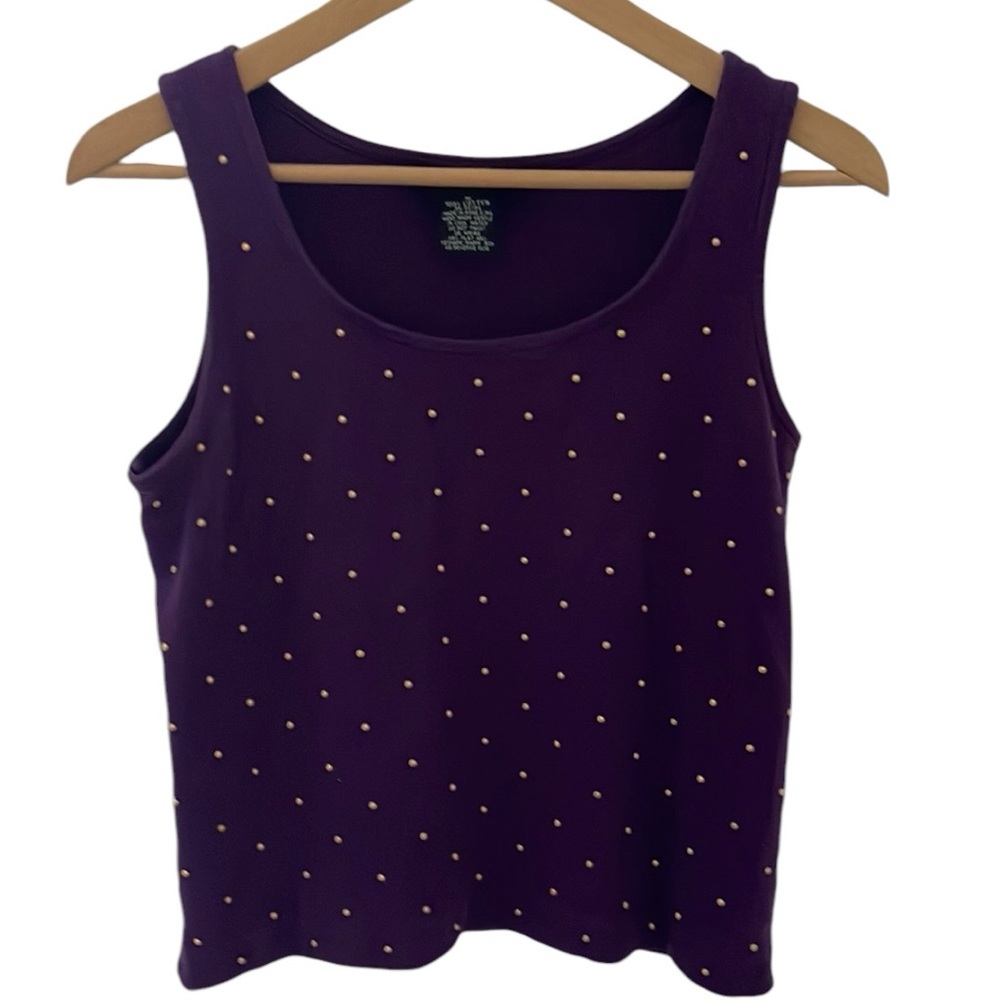 Vintage purple tank embellished with gold beads
